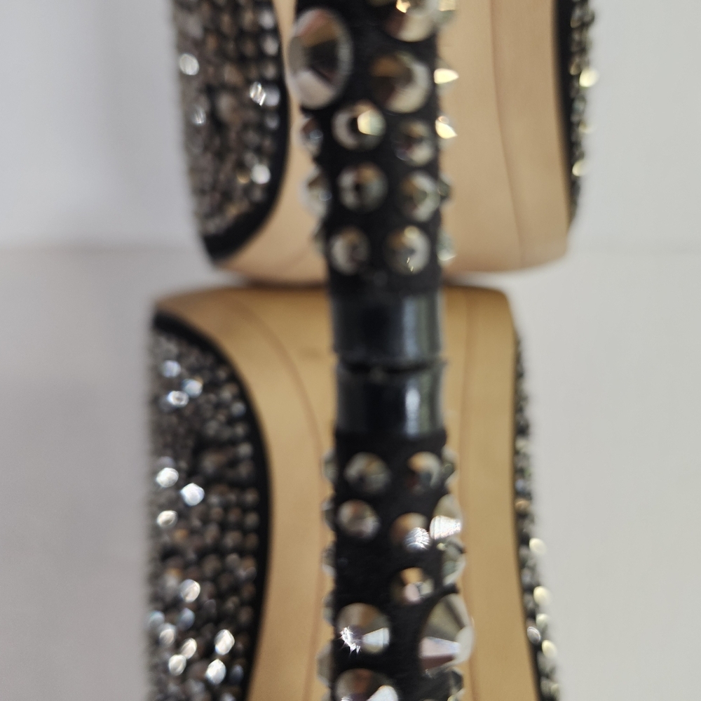 INC International Concepts Black Silver Studded Open Toe High Heel Booties S 7M - Picture 8 of 10